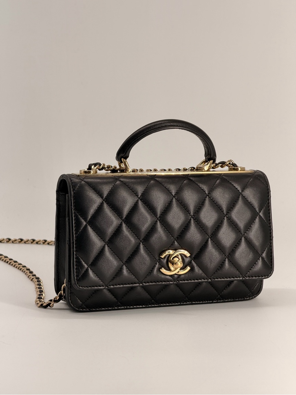 Chanel Trendy CC Wallet On Chain in Black Lambskin Learher